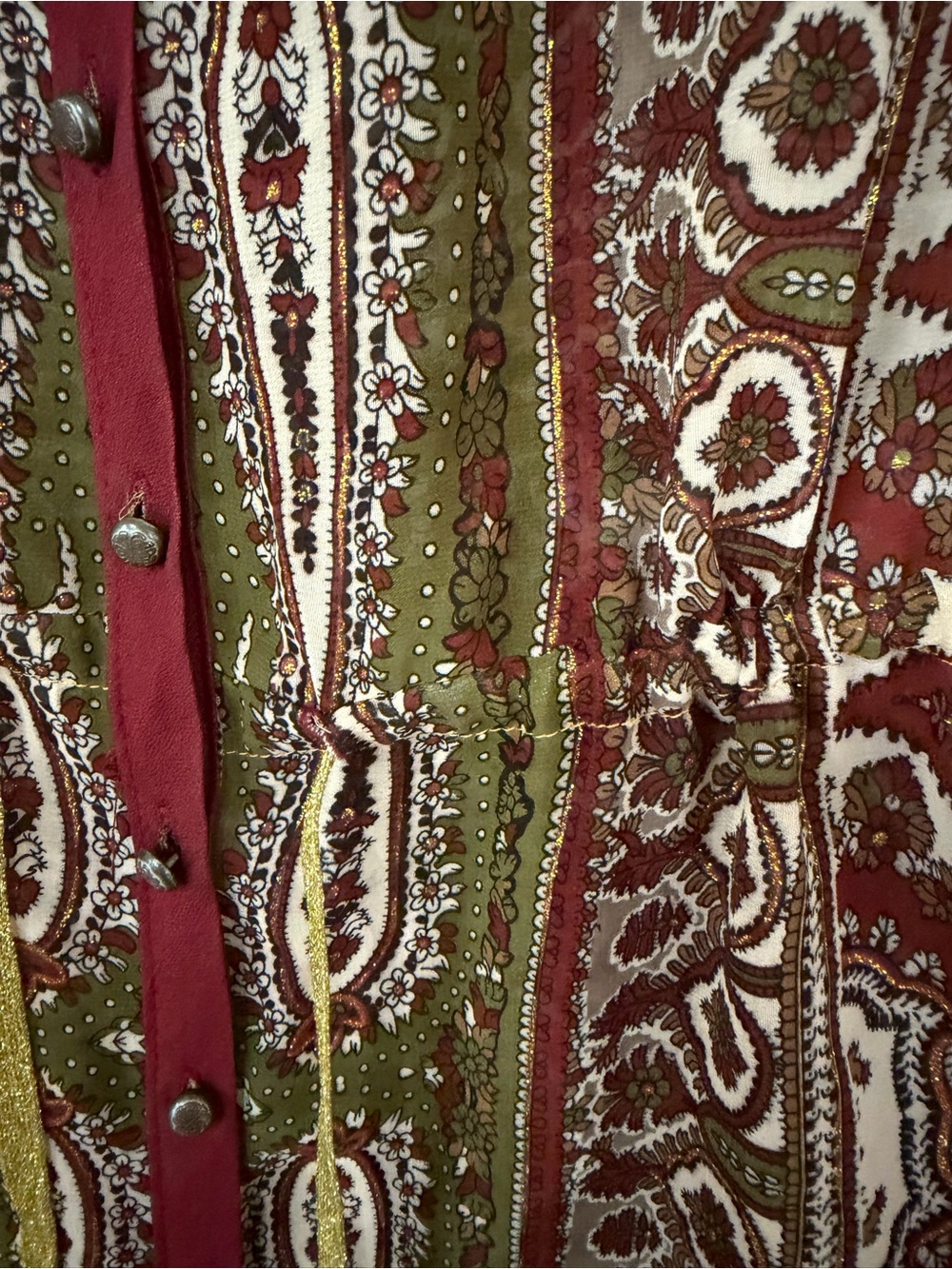 Aratta Burgundy Paisley Button-Front Maxi Dress Crown patch S - Picture 5 of 8